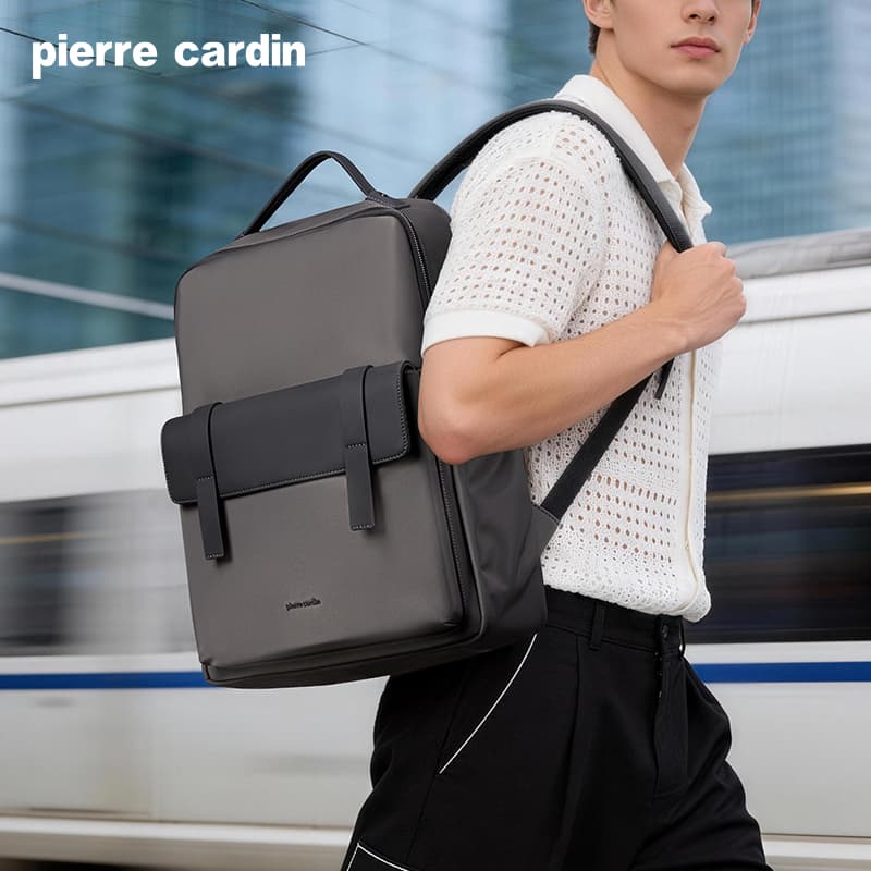 Рюкзак PIERRE CARDIN Джинсовый нейлон с синтетической кожей рюкзак стандартного размера (стандартный) мужской серый зеленый - изображение 3