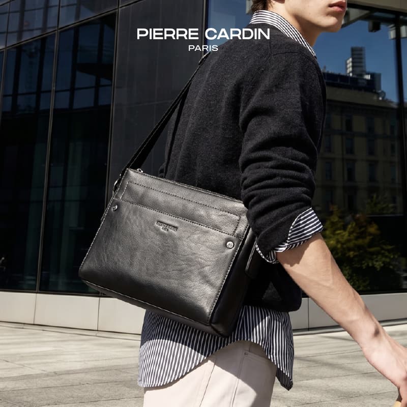 Сумка через плечо PIERRE CARDIN Лицевая коровья кожа Сумки кросс-боди Обычный (стандартный) Мужской Черный - изображение 2