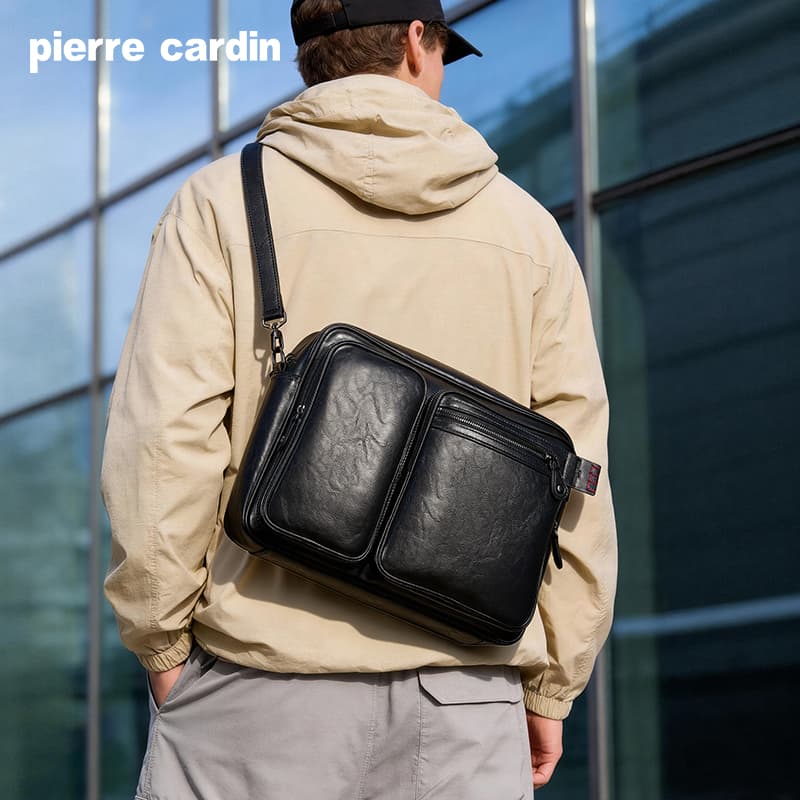 Сумка через плечо PIERRE CARDIN Сумка через плечо из синтетической кожи стандартная (стандартная) мужская черная - изображение 3