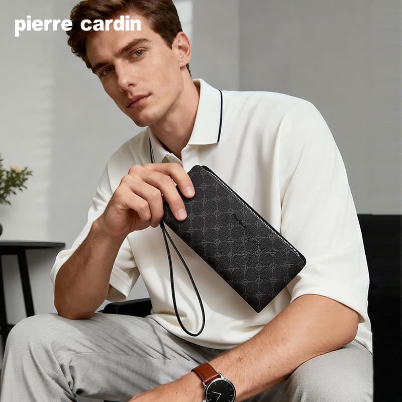 Сумка PIERRE CARDIN PVC с коровьей кожей клатчи стандартный (стандартный) мужской черный - изображение 5
