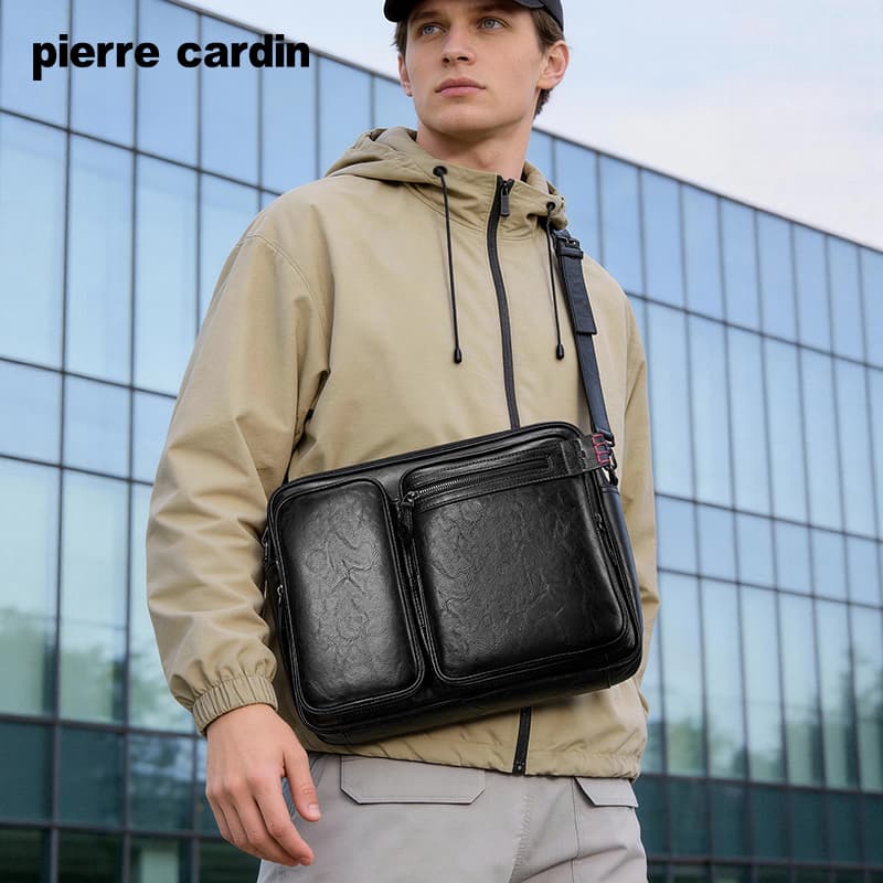 Сумка через плечо PIERRE CARDIN Сумка через плечо из синтетической кожи стандартная (стандартная) мужская черная - изображение 4