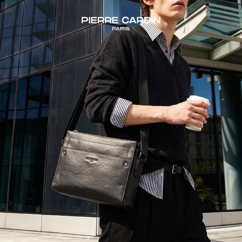 Сумка через плечо PIERRE CARDIN Лицевая коровья кожа Сумки кросс-боди Обычный (стандартный) Мужской Черный - изображение 3