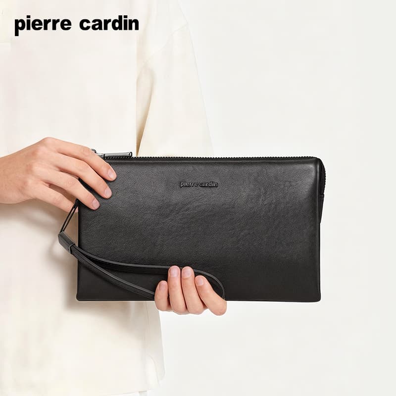 Сумка PIERRE CARDIN Клатч из крупнозернистой текстуры коровьей кожи мужской черный - изображение 2