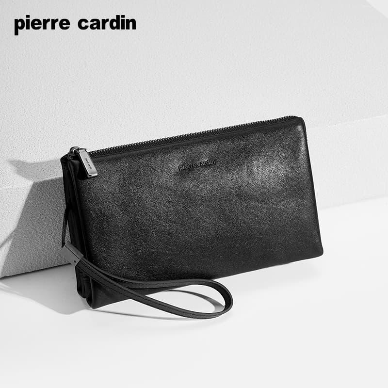 Сумка PIERRE CARDIN Клатч из крупнозернистой текстуры коровьей кожи мужской черный - изображение 4