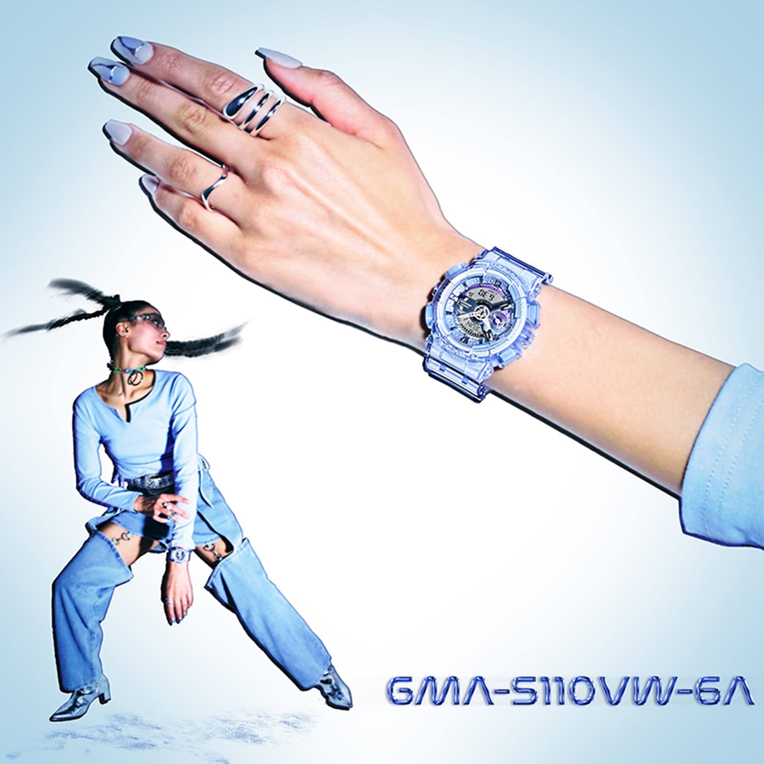 Часы Casio Science Fiction Virtual Style Кварцевый механизм Часы Женские Серый циферблат - изображение 5