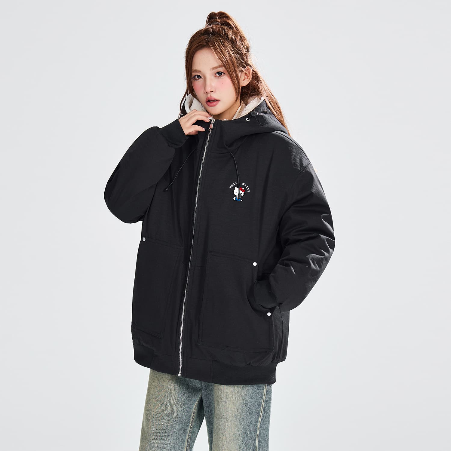 Sanrio x Hello Kitty Хелло Китти SS25 Пуховая куртка Пальто Унисекс - изображение 4