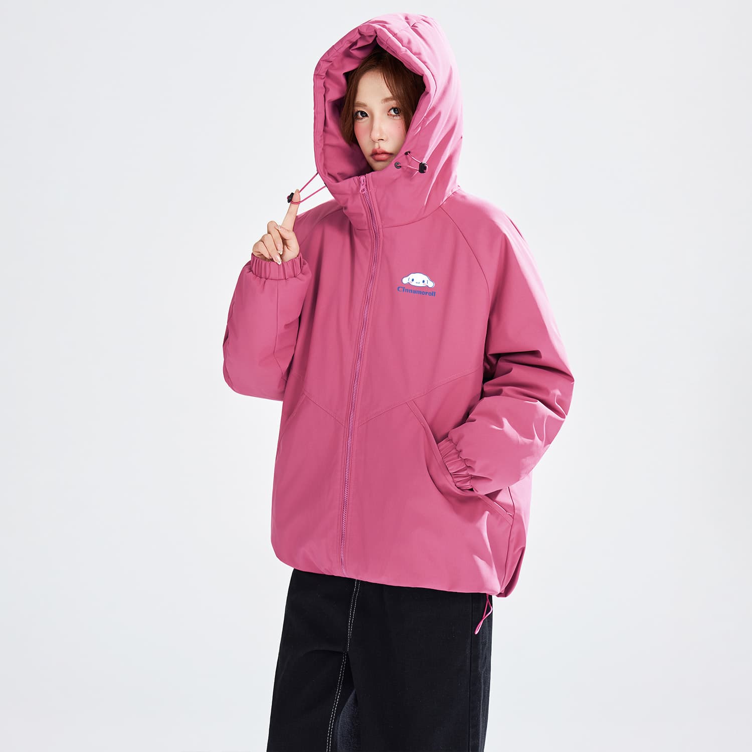 Sanrio x Cinnamoroll Hello Kitty Утолщенный ветрозащитный и водонепроницаемый хлопковый пуховик с капюшоном унисекс - изображение 3
