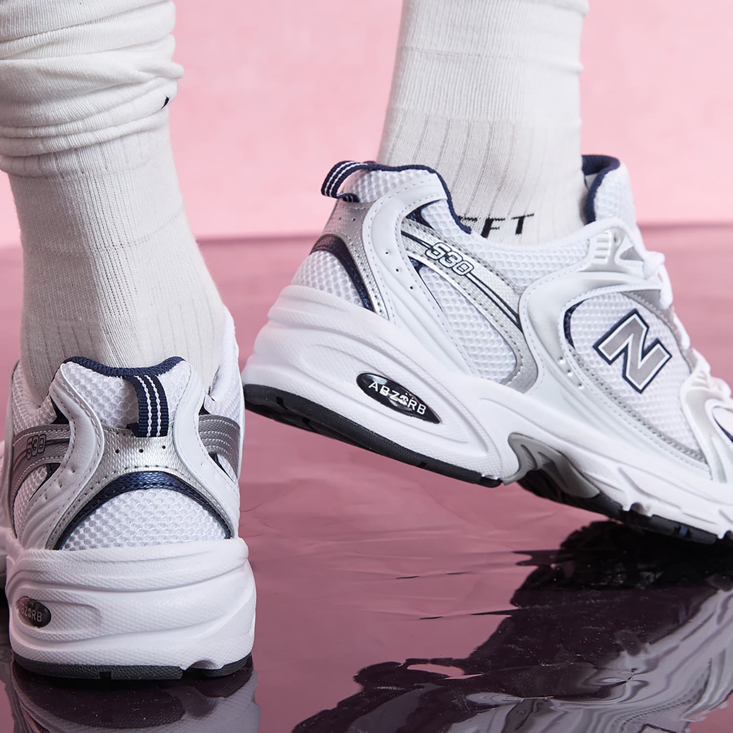 Кроссовки для бега New Balance 530 White Silver Navy - изображение 9
