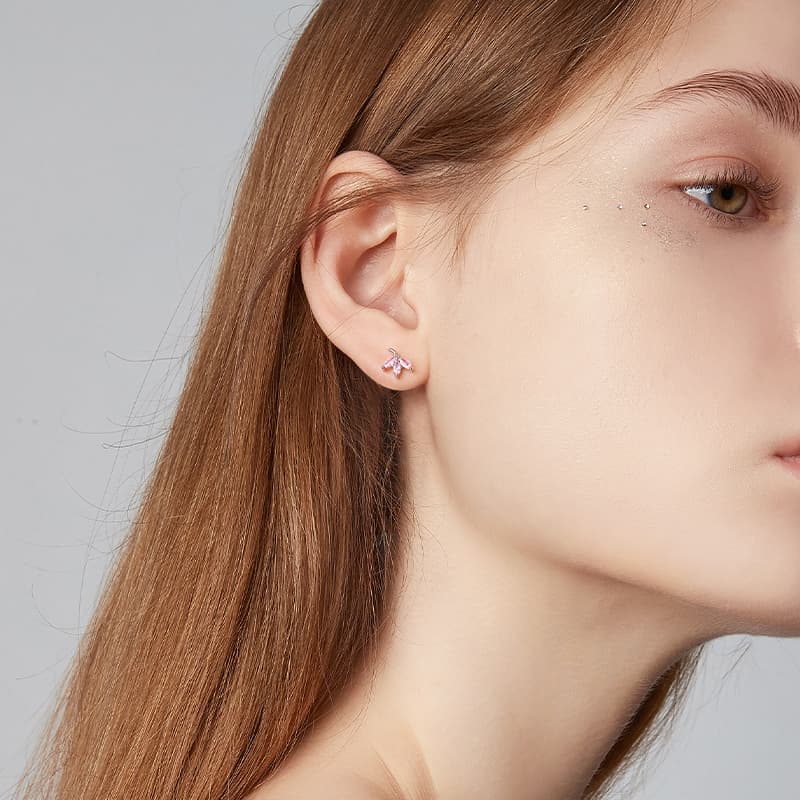 Серьги HMZ Серьги-гвоздики с синтетическим кубическим цирконием женские - изображение 4