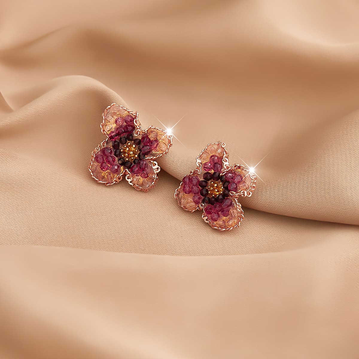 Серьги HMZ Серьги-гвоздики красный женские - изображение 3