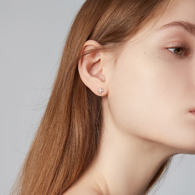 Серьги HMZ Синтетический кубический цирконий Медный сплав + Сталь Игловые серьги-гвоздики Женские - изображение 3