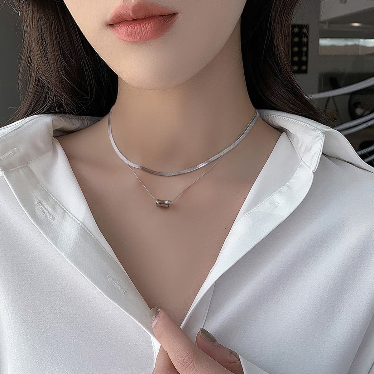 Ожерелье HMZ Сплав Ожерелье Серебряное Женское - изображение 2