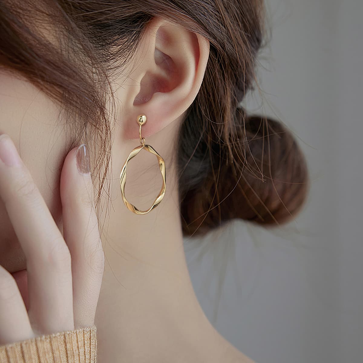 HMZ Сплав Clip ON Серьги Золотой Женские - изображение 8