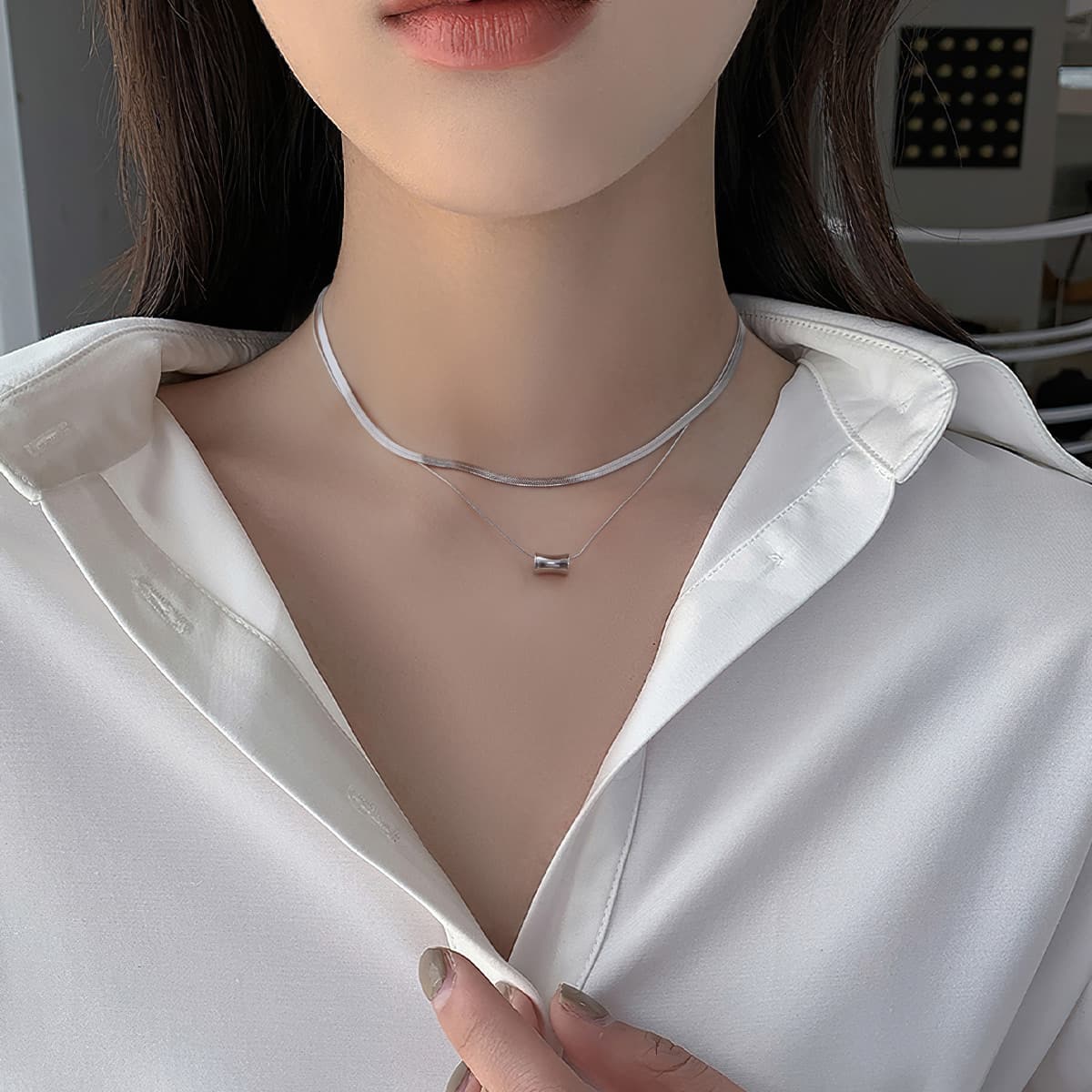 Ожерелье HMZ Сплав Ожерелье Серебряное Женское - изображение 3