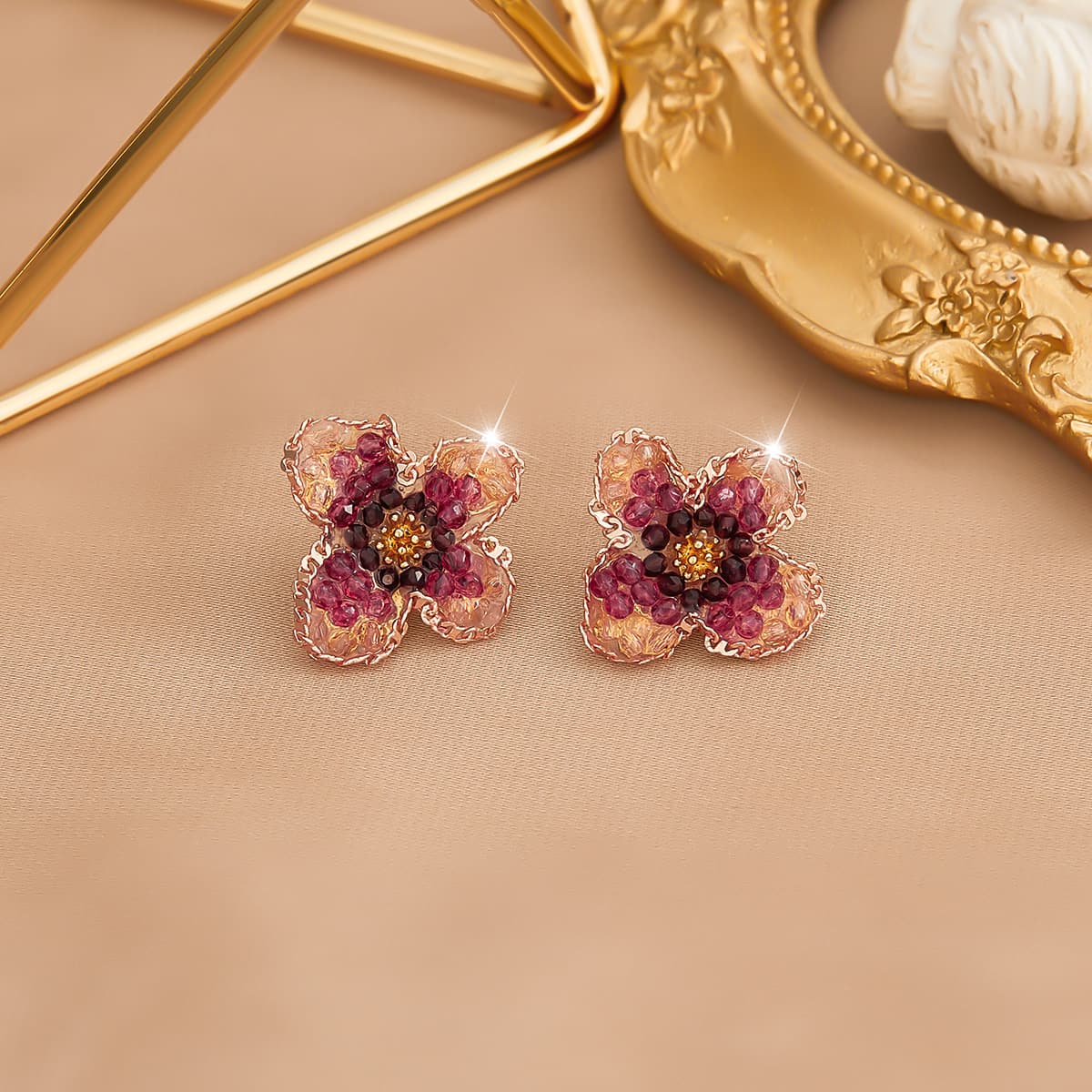 Серьги HMZ Серьги-гвоздики красный женские - изображение 8