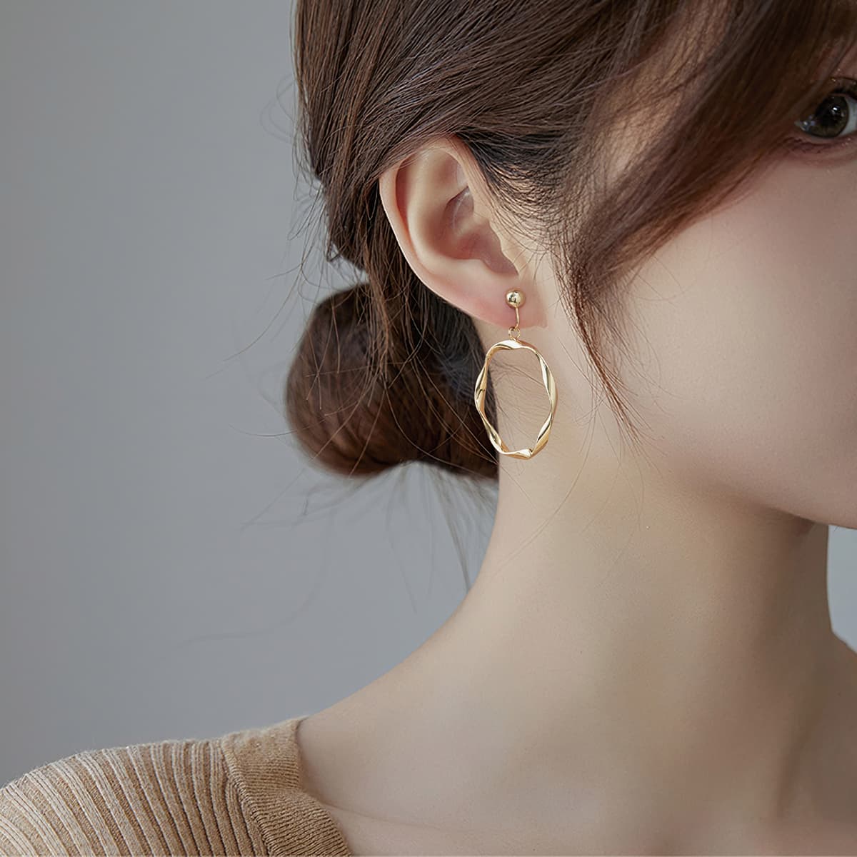 HMZ Сплав Clip ON Серьги Золотой Женские - изображение 2