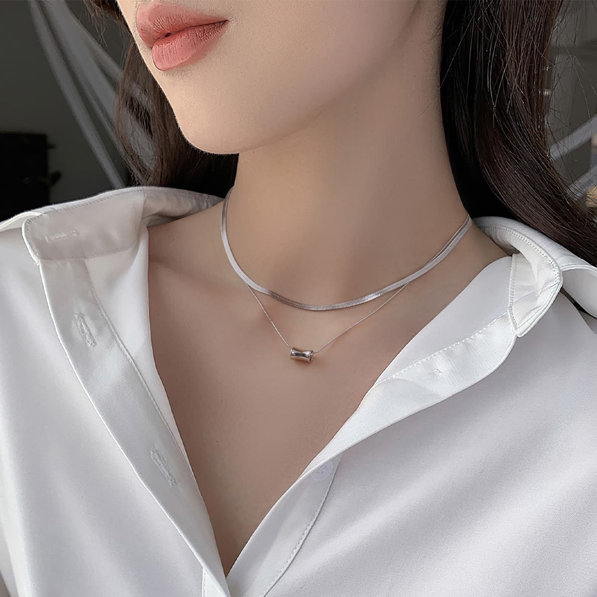 Ожерелье HMZ Сплав Ожерелье Серебряное Женское - изображение 4