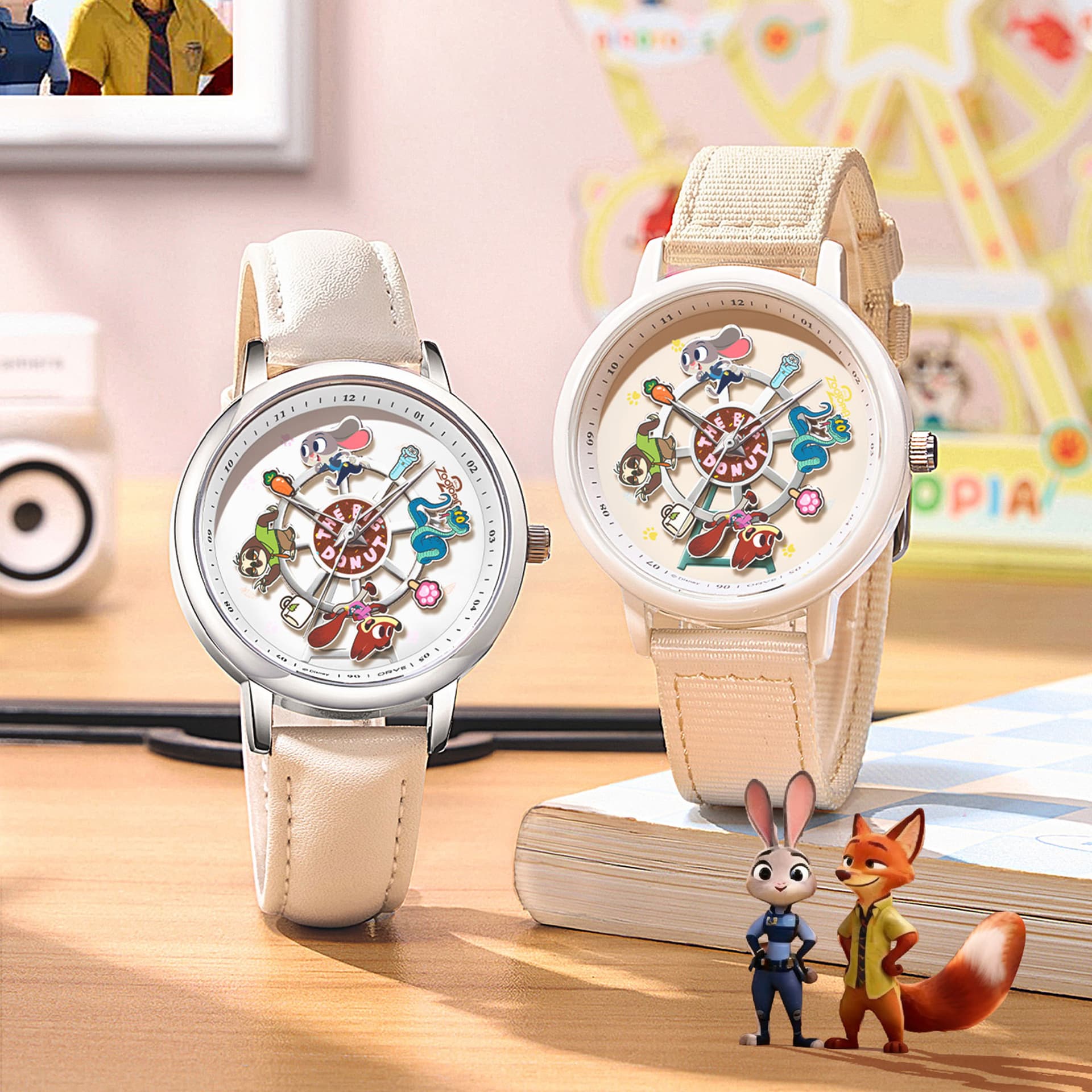 Часы Disney Zootopia Кварцевый механизм Нейлоновая шнуровка Часы Унисекс Бежевый Циферблат Подарочный набор в коробке - изображение 2
