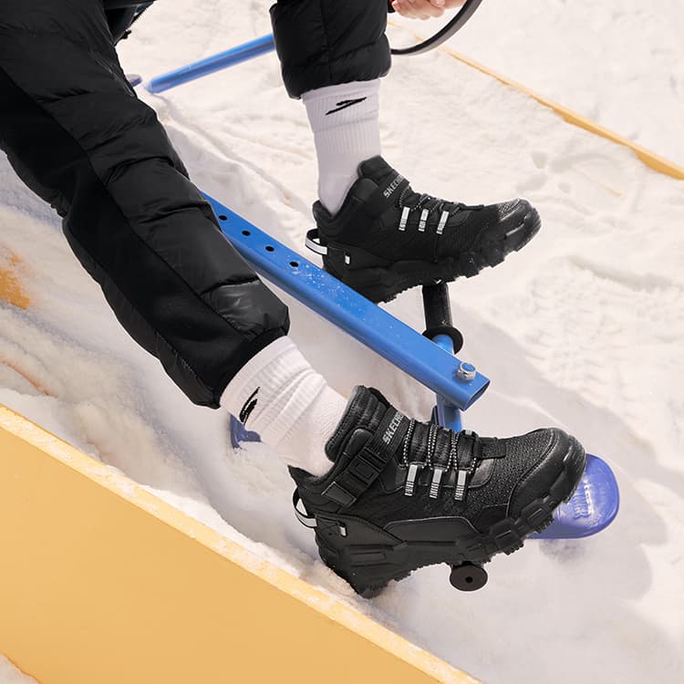Кроссовки Skechers Anti KICK Износостойкие Термические Детские Лайфстайл Обувь Чисто Черный - изображение 7