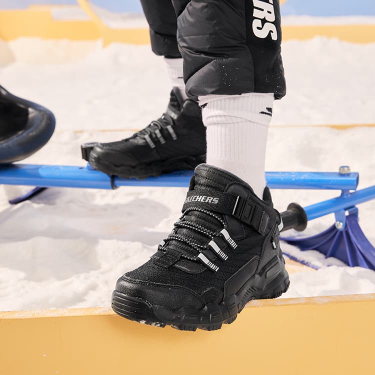 Кроссовки Skechers Anti KICK Износостойкие Термические Детские Лайфстайл Обувь Чисто Черный - изображение 6