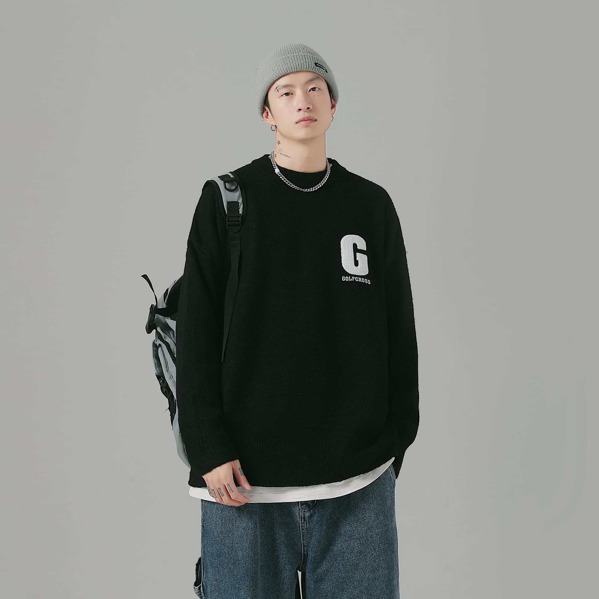 Кофта GOLFCROSS Logo Embroidered Pullover Sweater - изображение 4