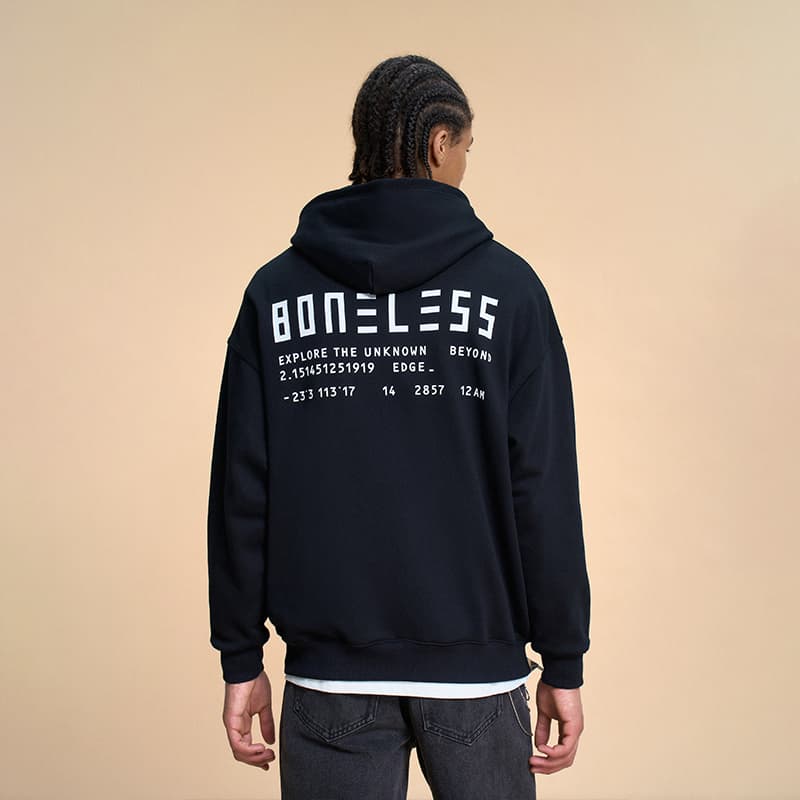 Худи BONELESS B Серия Унисекс толстовка с принтом, свободный покрой, длинный рукав, повседневный стиль - изображение 3