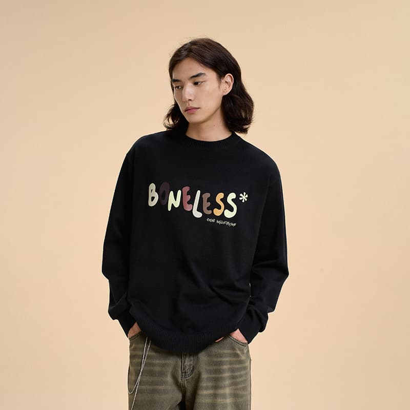 Кофта BONELESS x Logo свитер унисекс минималистичный круглый вырез экстра свободный драпированный - изображение 6