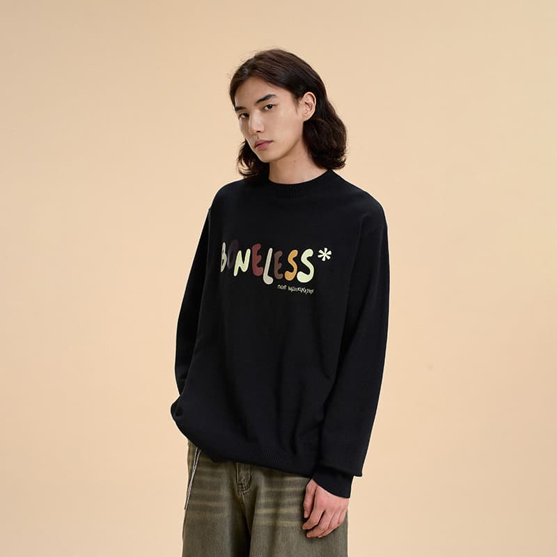 Кофта BONELESS x Logo свитер унисекс минималистичный круглый вырез экстра свободный драпированный - изображение 5