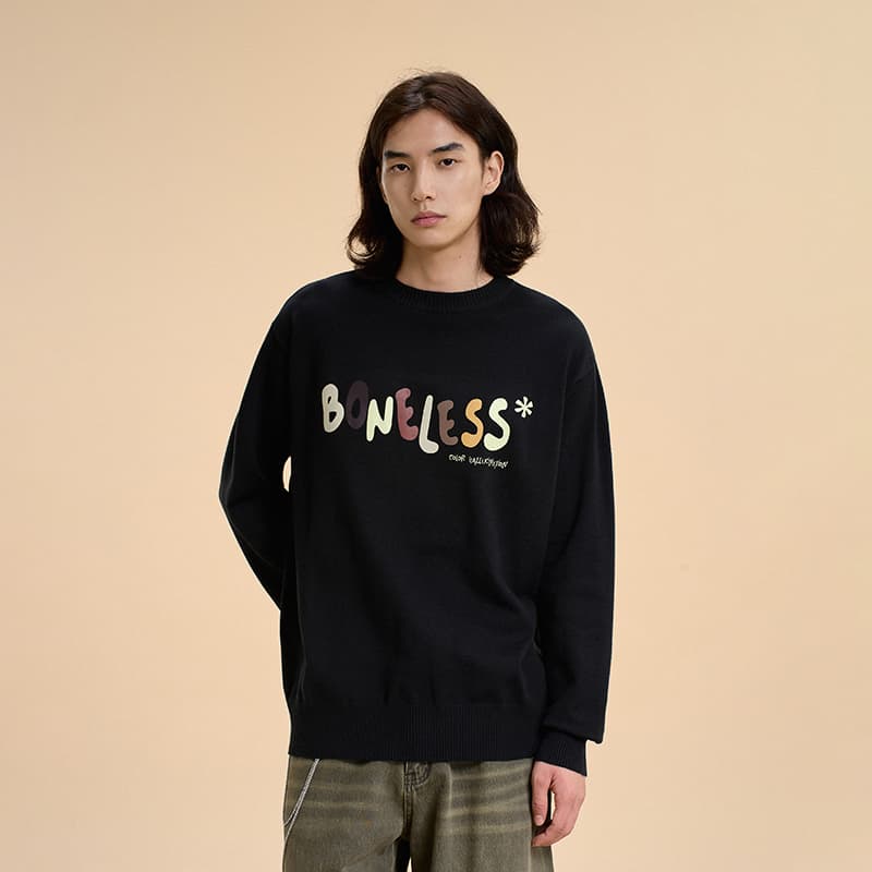 Кофта BONELESS x Logo свитер унисекс минималистичный круглый вырез экстра свободный драпированный - изображение 4