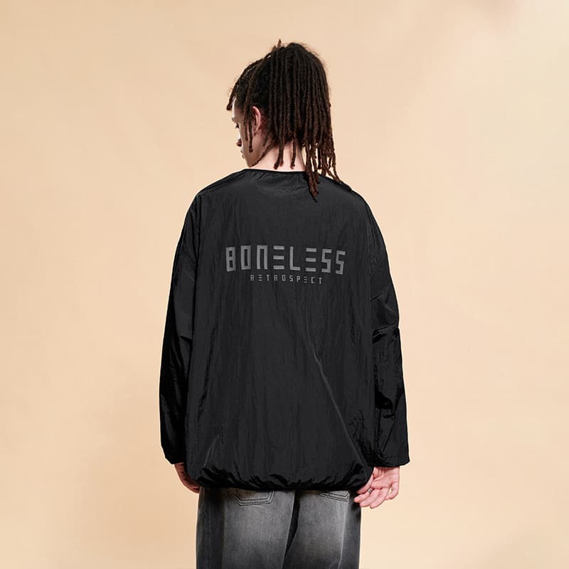 Футболка BONELESS Плетеный круглый вырез нейлон экстра свободный легкий контрастные цвета фотохромный синий универсальный повседневный длинный рукав футболка унисекс - изображение 4