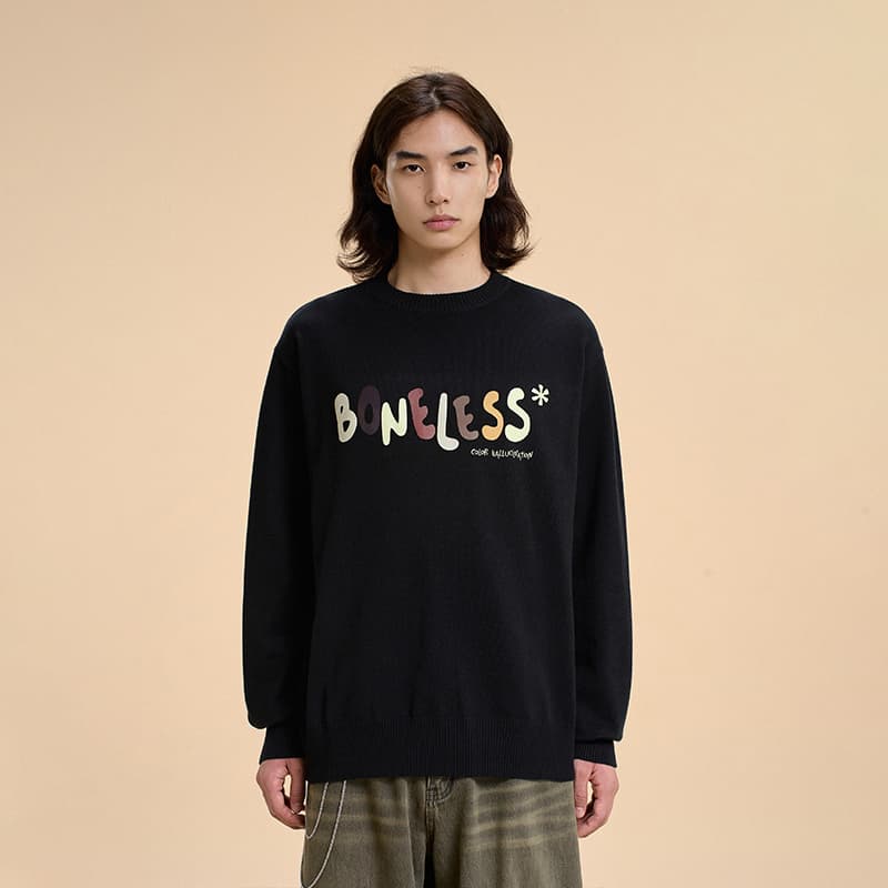 Кофта BONELESS x Logo свитер унисекс минималистичный круглый вырез экстра свободный драпированный - изображение 3