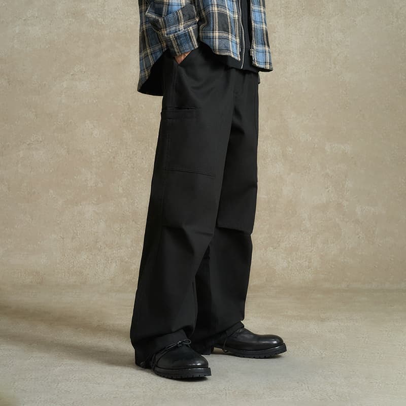 Штаны BONELESS Свободные брюки прямого кроя с защипами и шнурком из 100% хлопка в стиле люкс - изображение 4