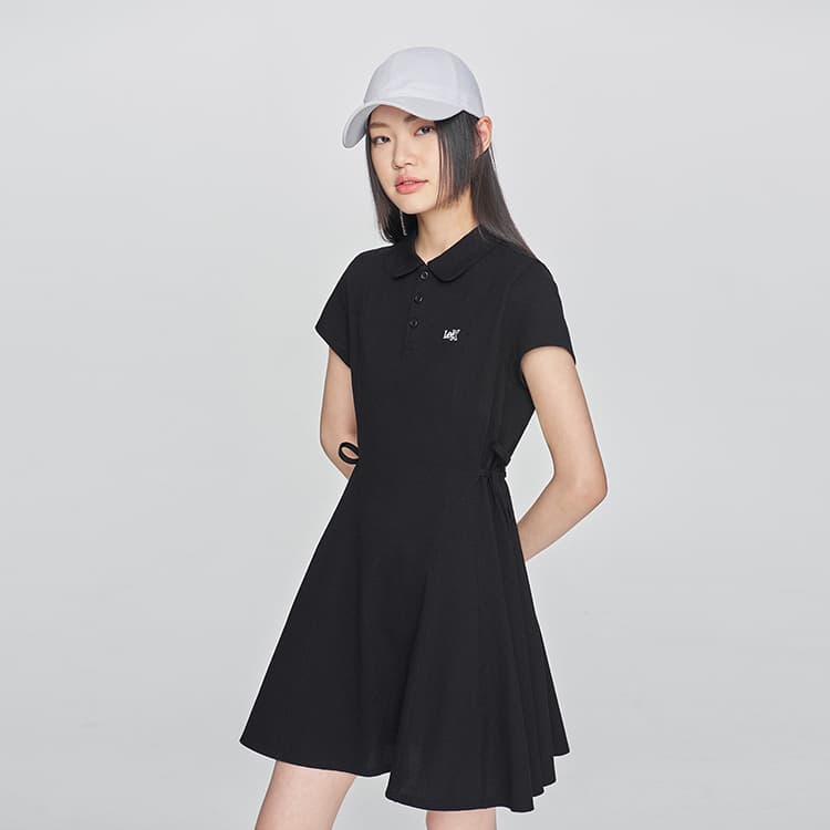 Платье Lee SS25 Короткое платье с короткими рукавами женское черное - изображение 6