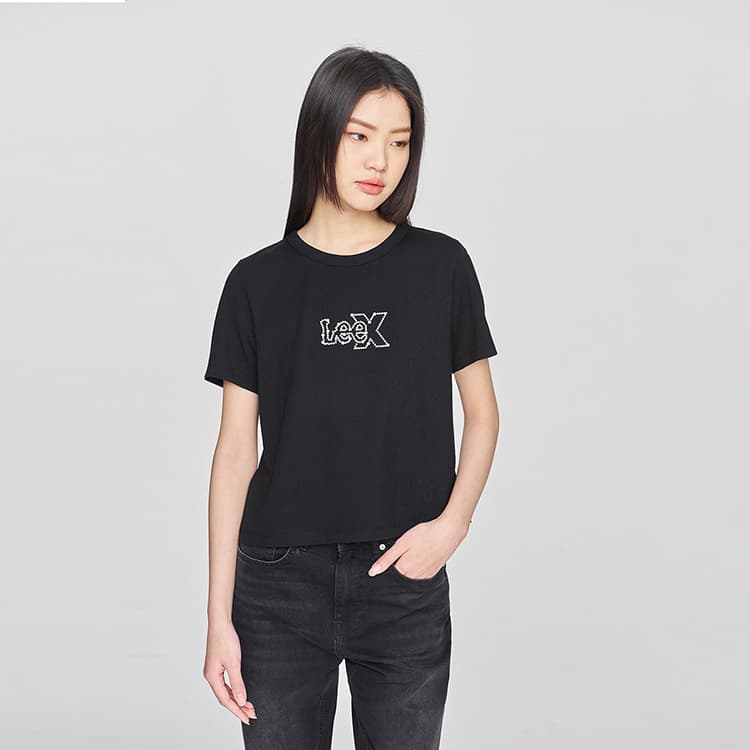 Футболка Lee SS25 Standard (Standard) T-Shirt Женская Черная - изображение 4