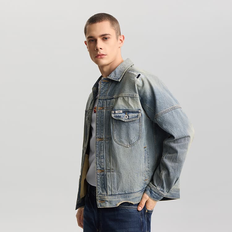 Джинсовая куртка Lee Medium Light Blue Men's Denim Jackets Ли Средний Светло-Синий Мужские Джинсовые Куртки - изображение 5