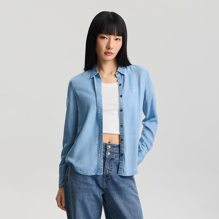 Блузка Lee SS26 Светло-синие Женские Рубашки - изображение 3