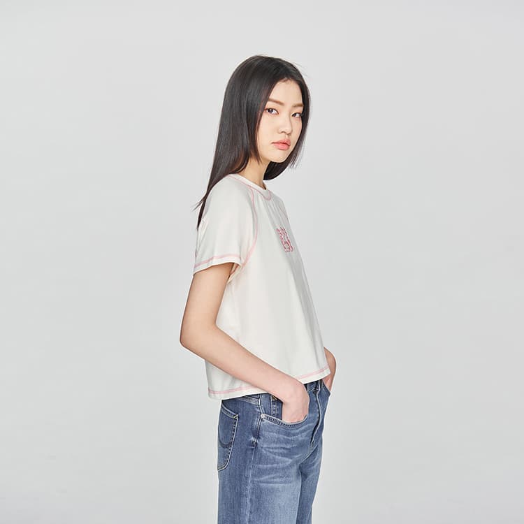 Футболка Lee SS25 Реглан T-Shirt Женская Экрю - изображение 6