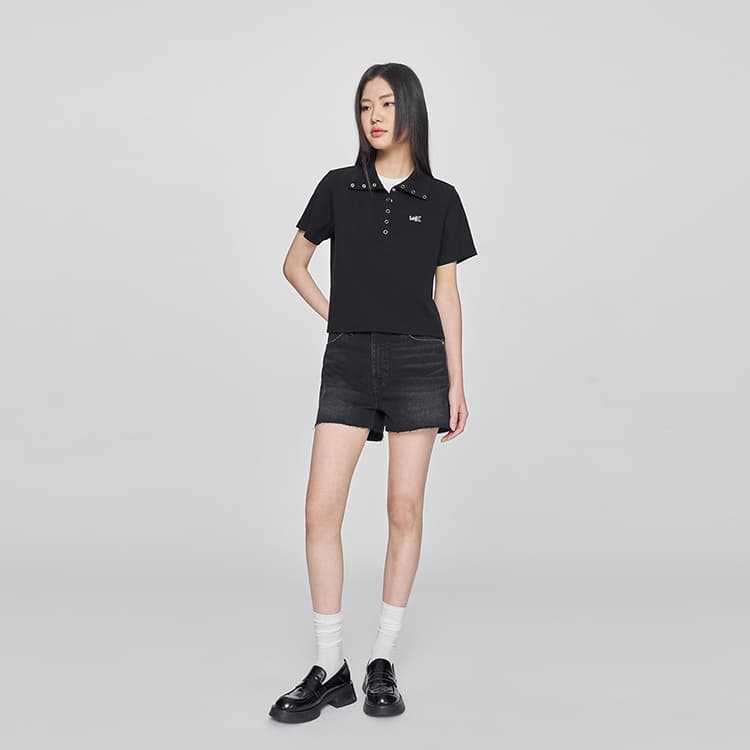 Lee SS25 Polo Pine Женское Черное - изображение 3