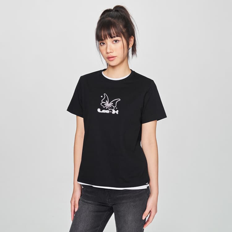 Футболка Lee SS25 Стандартная (Standard) T-Рубашка Женская Черная - изображение 5