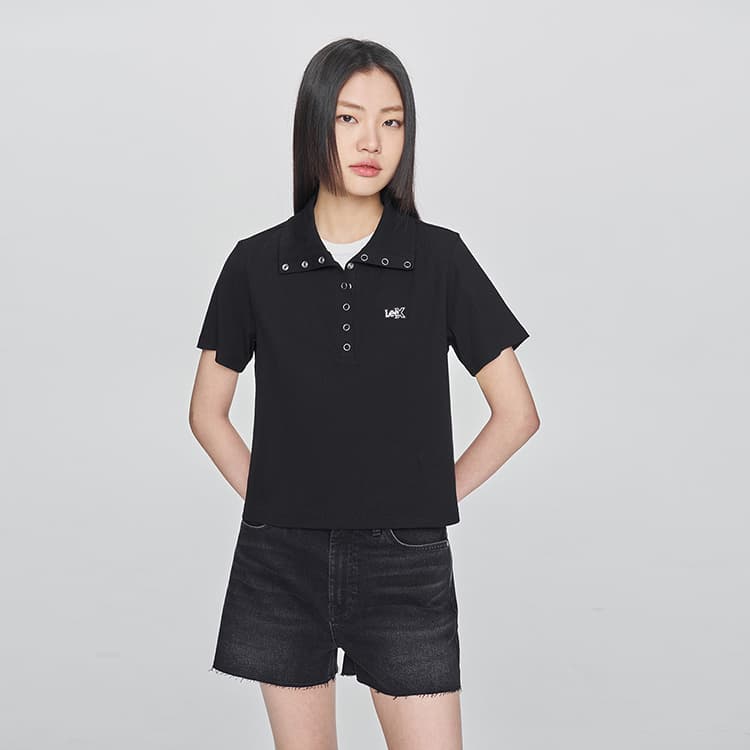 Lee SS25 Polo Pine Женское Черное - изображение 4