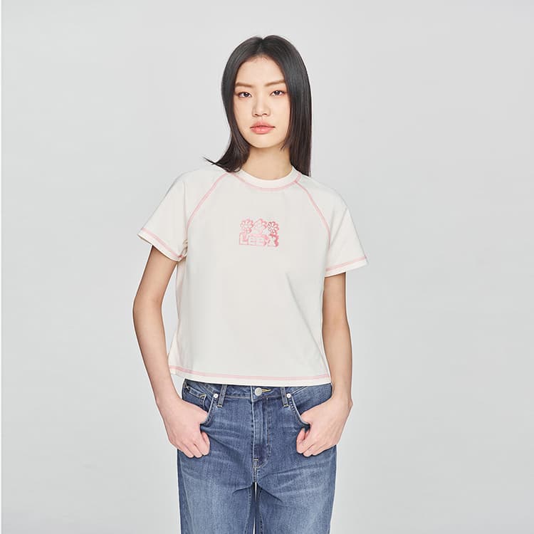 Футболка Lee SS25 Реглан T-Shirt Женская Экрю - изображение 4
