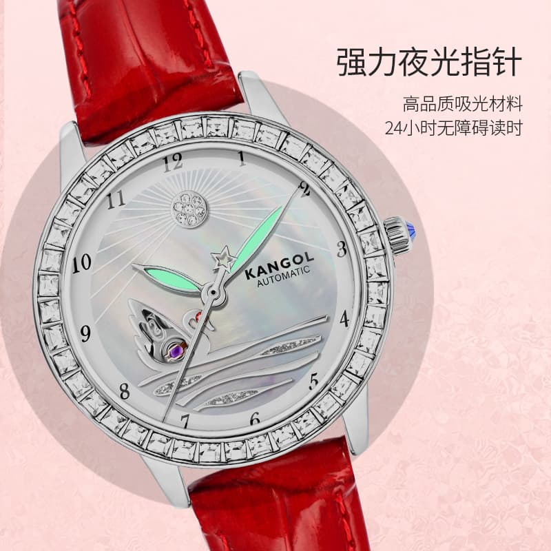 Часы Kangol Nature Series Механический механизм Натуральная кожа Шнуровка Watch Women's Watch Синий циферблат - изображение 3