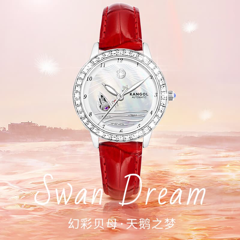 Часы Kangol Nature Series Механический механизм Натуральная кожа Шнуровка Watch Women's Watch Синий циферблат - изображение 2