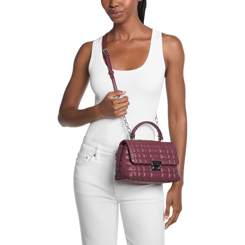 Сумка MICHAEL KORS Tribeca Овчина Сумка через плечо Сумка Средняя Женская Коричневая Красная - изображение 4