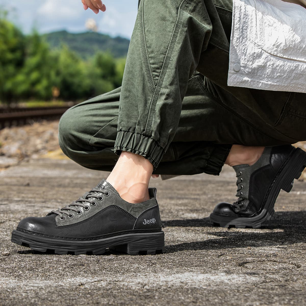 Jeep Leisure Collection Спилок коровья кожа Мужские повседневные туфли Мужской Черный кофе - изображение 7