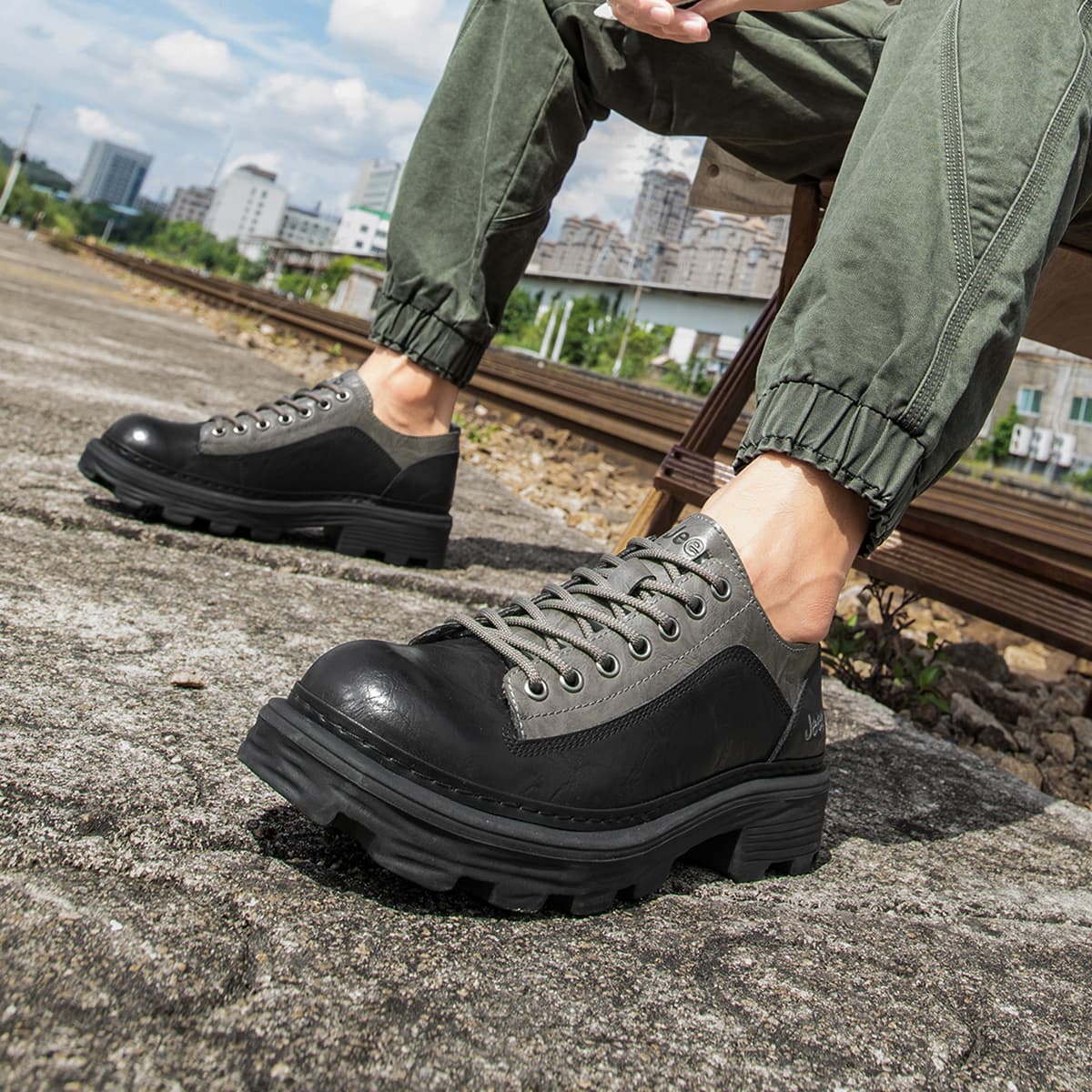 Jeep Leisure Collection Спилок коровья кожа Мужские повседневные туфли Мужской Черный кофе - изображение 6