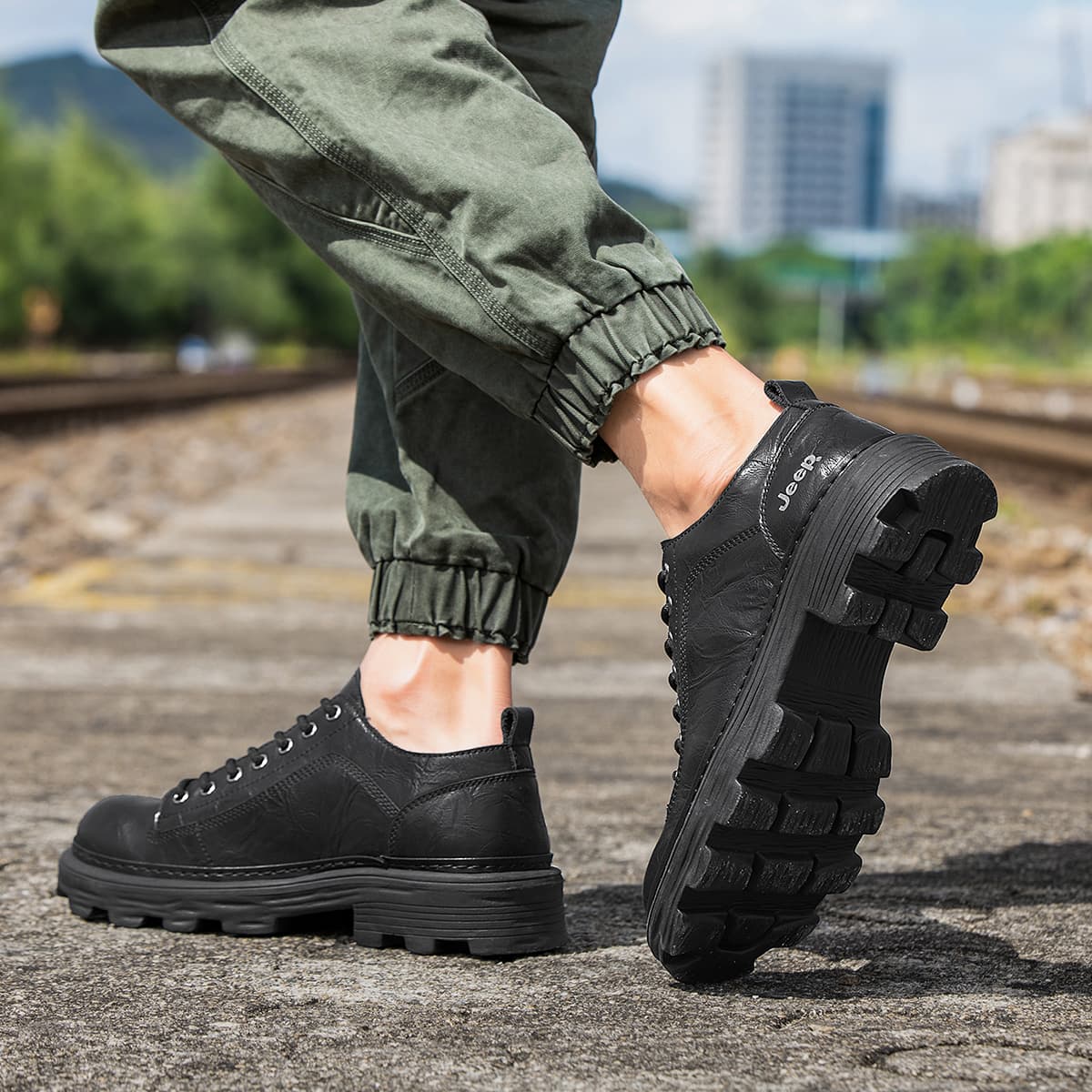 Jeep Leisure Collection Корова Спилок Мужские Повседневные Туфли Мужские Черные - изображение 8