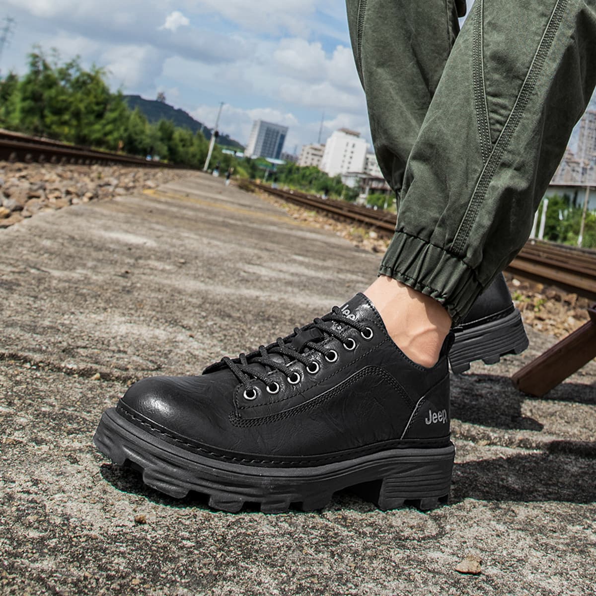 Jeep Leisure Collection Корова Спилок Мужские Повседневные Туфли Мужские Черные - изображение 9