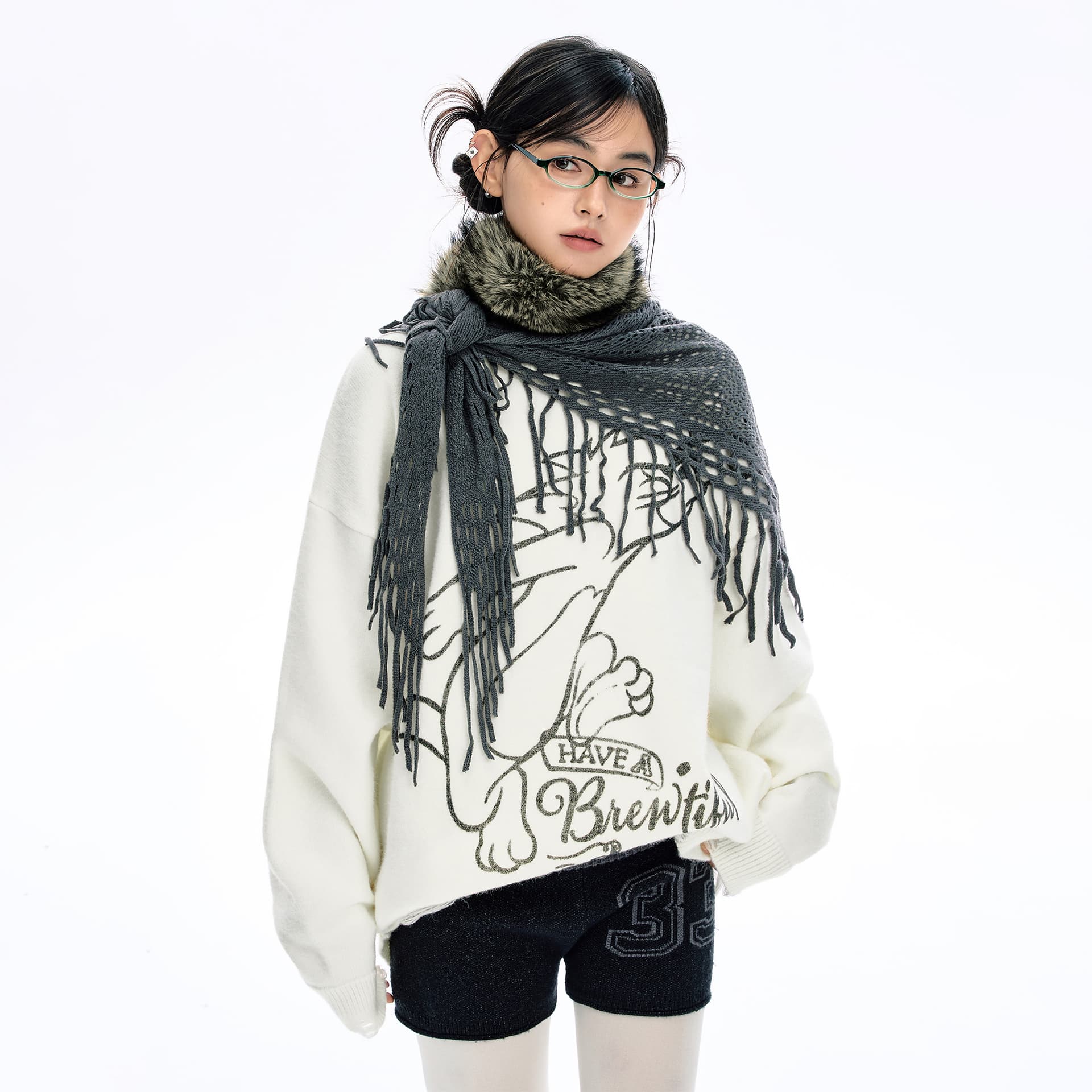Кофта BJHG X MAOHELAOSHULIANMINGKUAN Свитер Унисекс - изображение 3