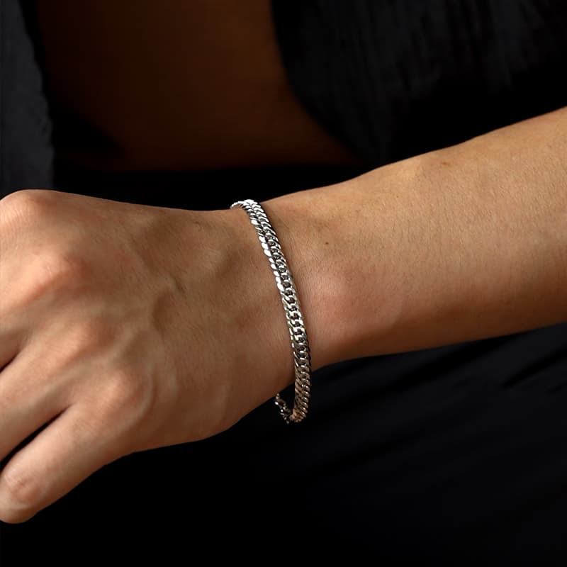 Браслет IDEAGEMER Classic Cuban Chain Bracelet 925 Silver - изображение 6